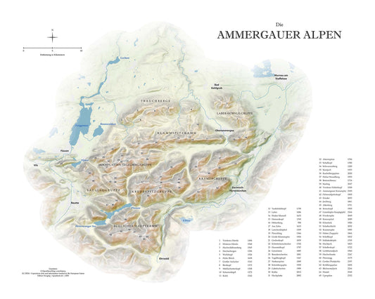 Reliefkarte Ammergauer Alpen digital