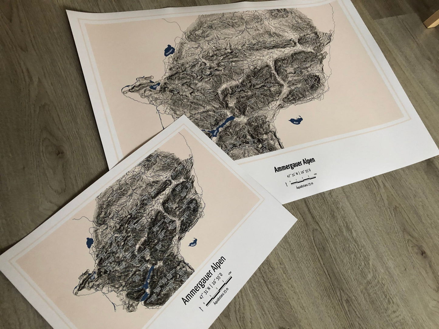 Poster Ammergauer Alpen Landkarte Topografie