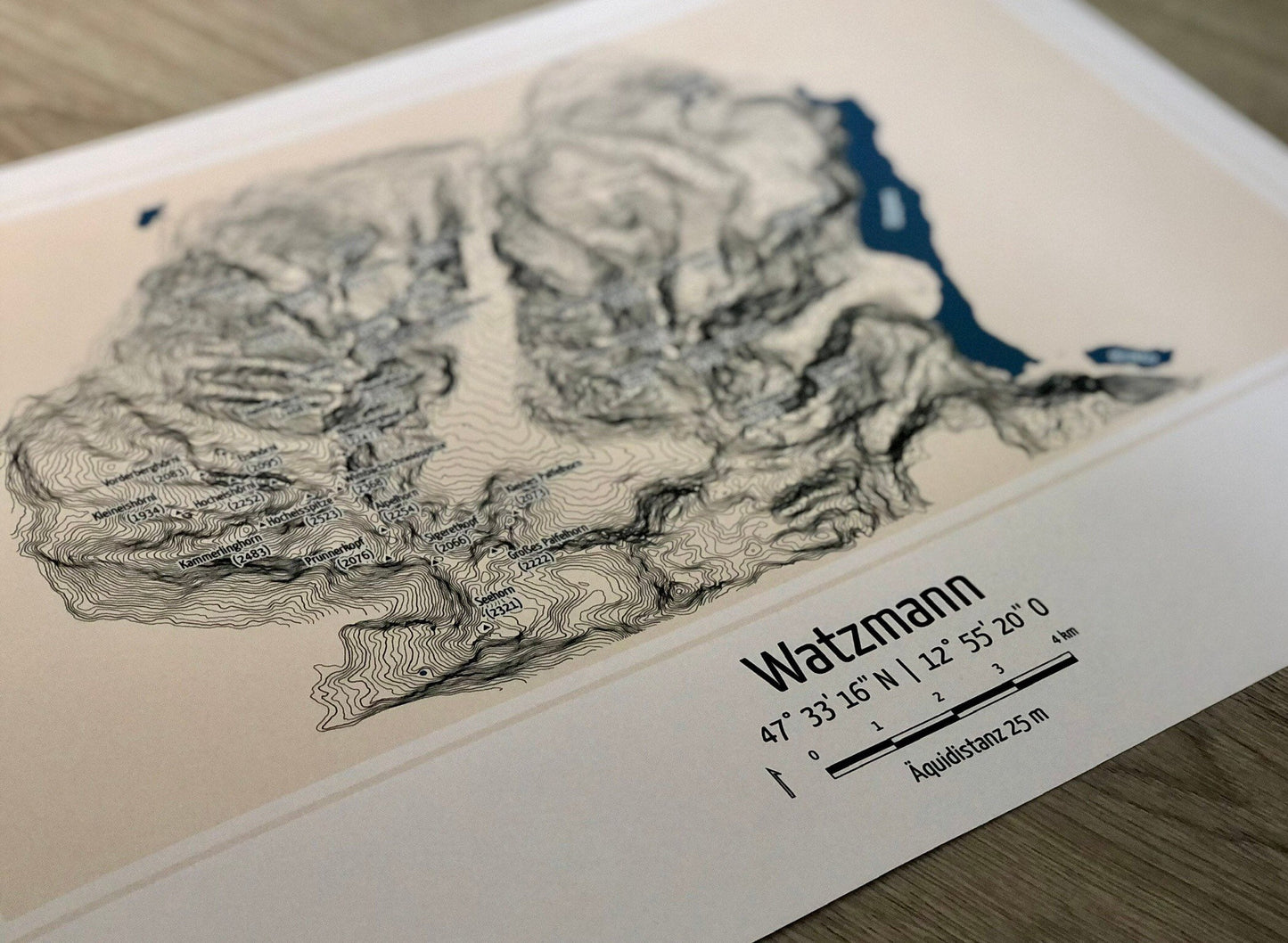 Poster Landkarte Topographie Watzmann + Berchtesgaden