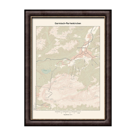Garmisch-Partenkirchen - Vintage Landkarte Bayern