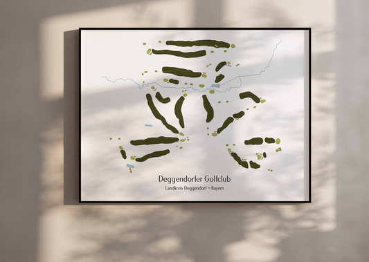 bunte minimalistische Karte der Anlage des Deggendorfer Golfclub im Bayerischen Wald