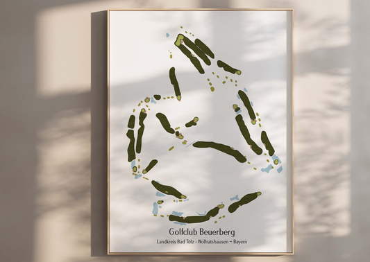 Bunte minimalistische Golfplatzkarte des Golfclub Beuerberg
