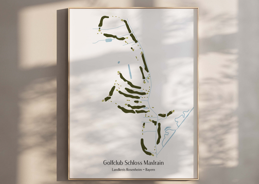 Bunte minimalistische Golfplatzkarte des Golfclub Schloss Maxlrain