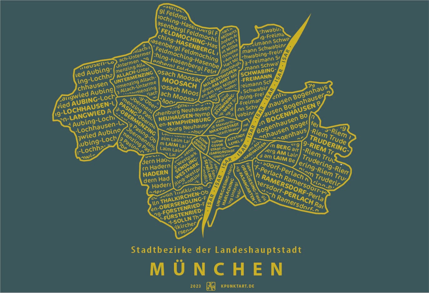 Stadt München, Siebdruck 50x40 cm