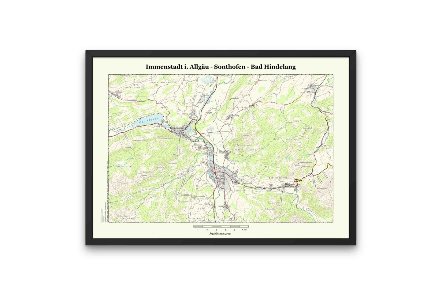 Immenstadt i. Allgäu, Sonthofen, Bad Hindelang - Vintage Topographische Landkarte Allgäuer Alpen