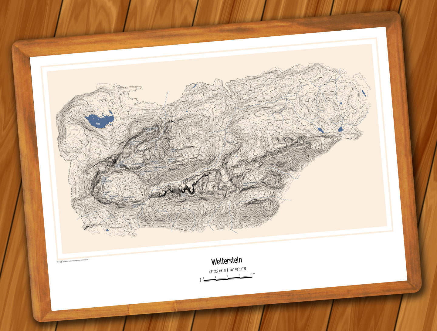 Poster Wettersteingebirge Landkarte Topographie