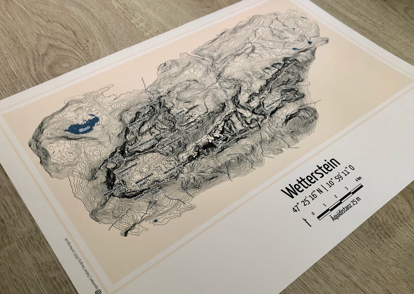 Poster Wettersteingebirge Landkarte Topographie