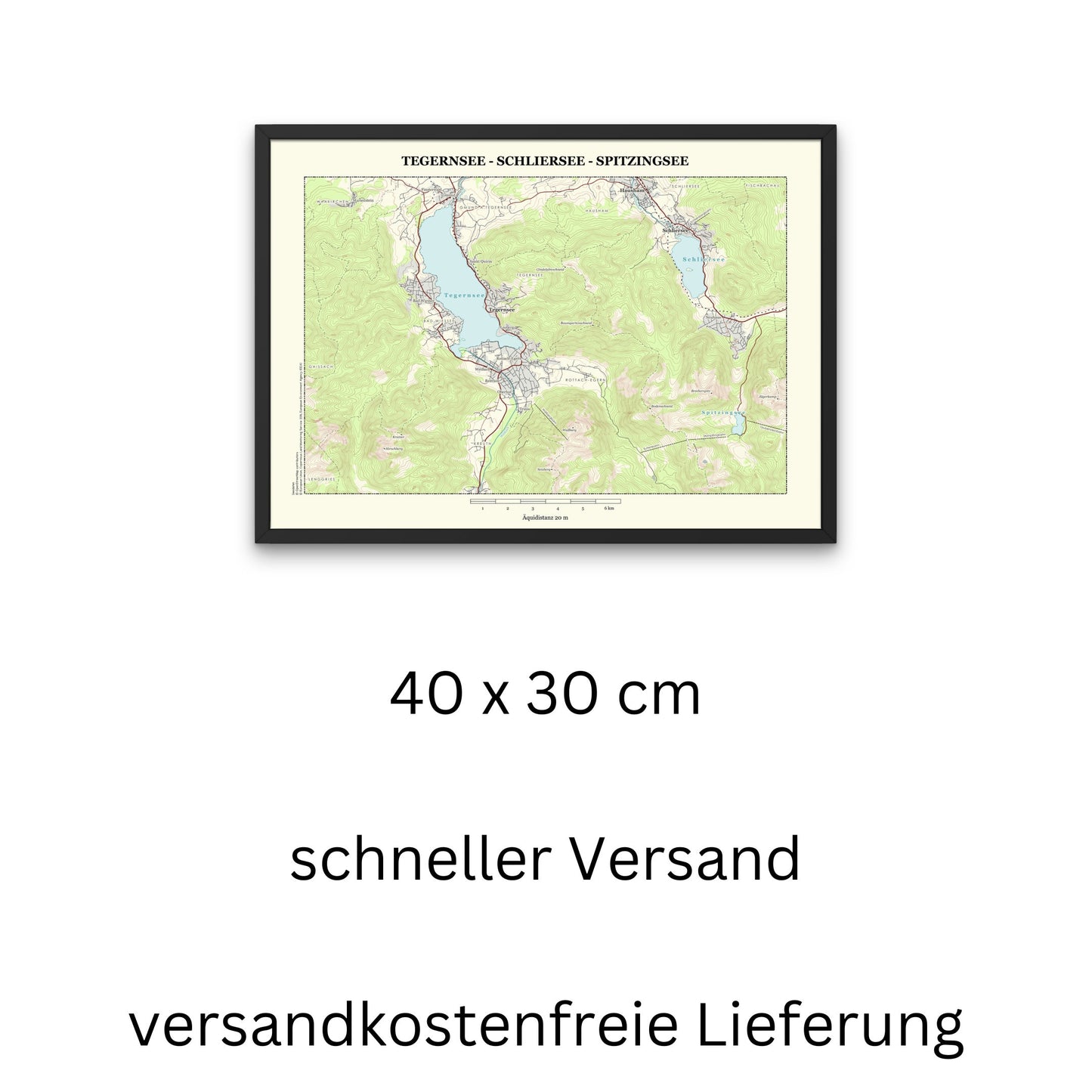 Tegernsee, Schliersee, Spitzingsee - Vintage Landkarte Bayern