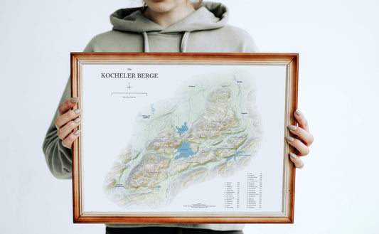 Kocheler Berge Relief Karte 40 x 50 cm