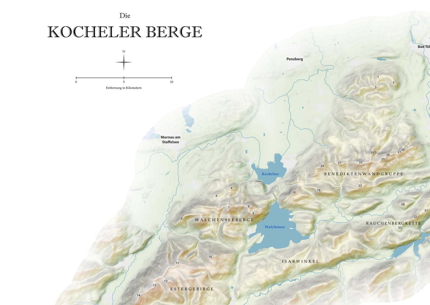 Kocheler Berge Relief Karte 40 x 50 cm