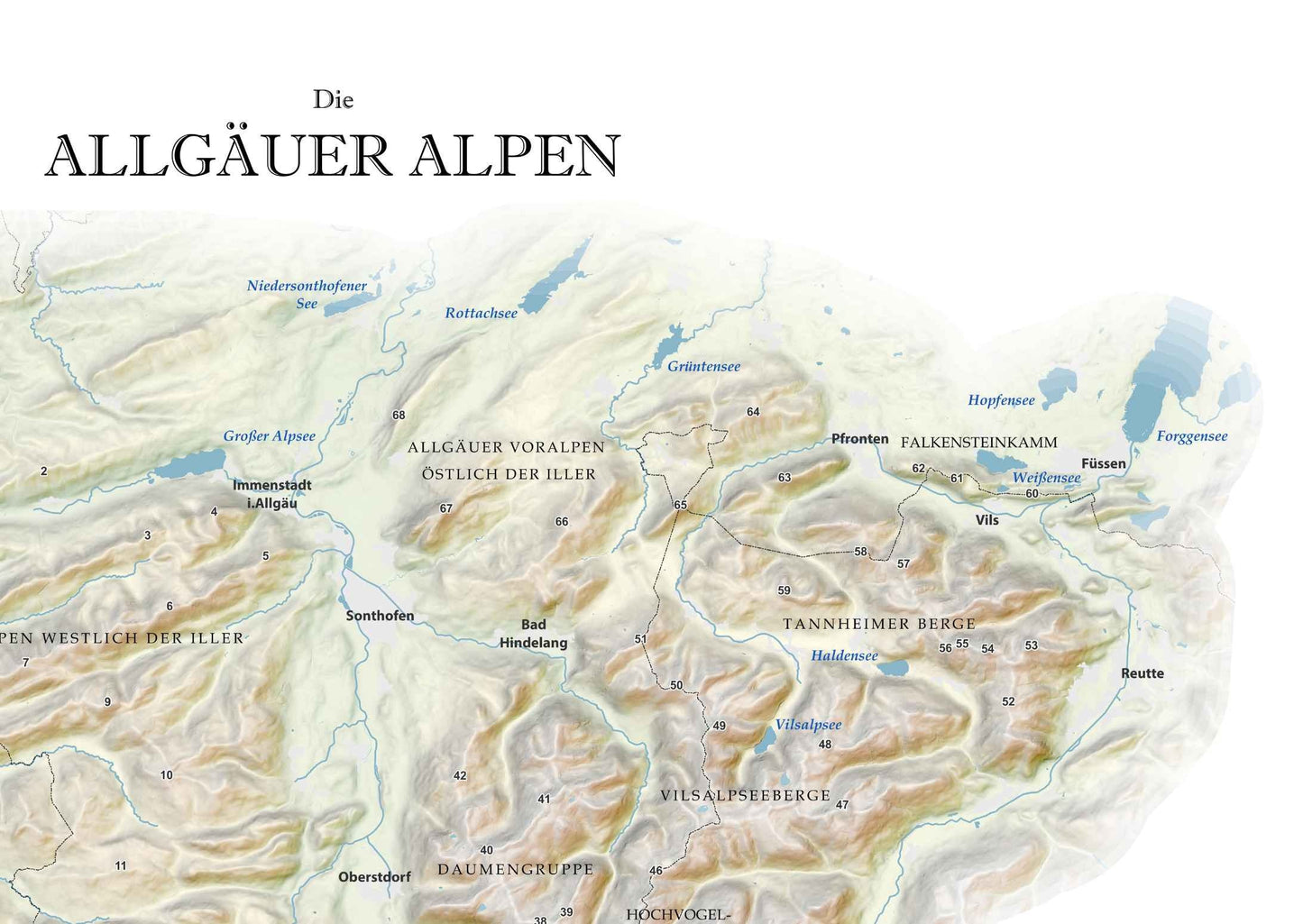 Allgäuer Alpen Relief Karte 40 x 50 cm