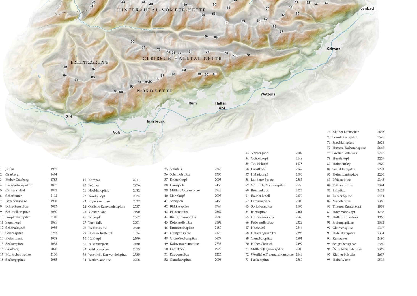 Karwendel Relief Karte 40 x 50 cm
