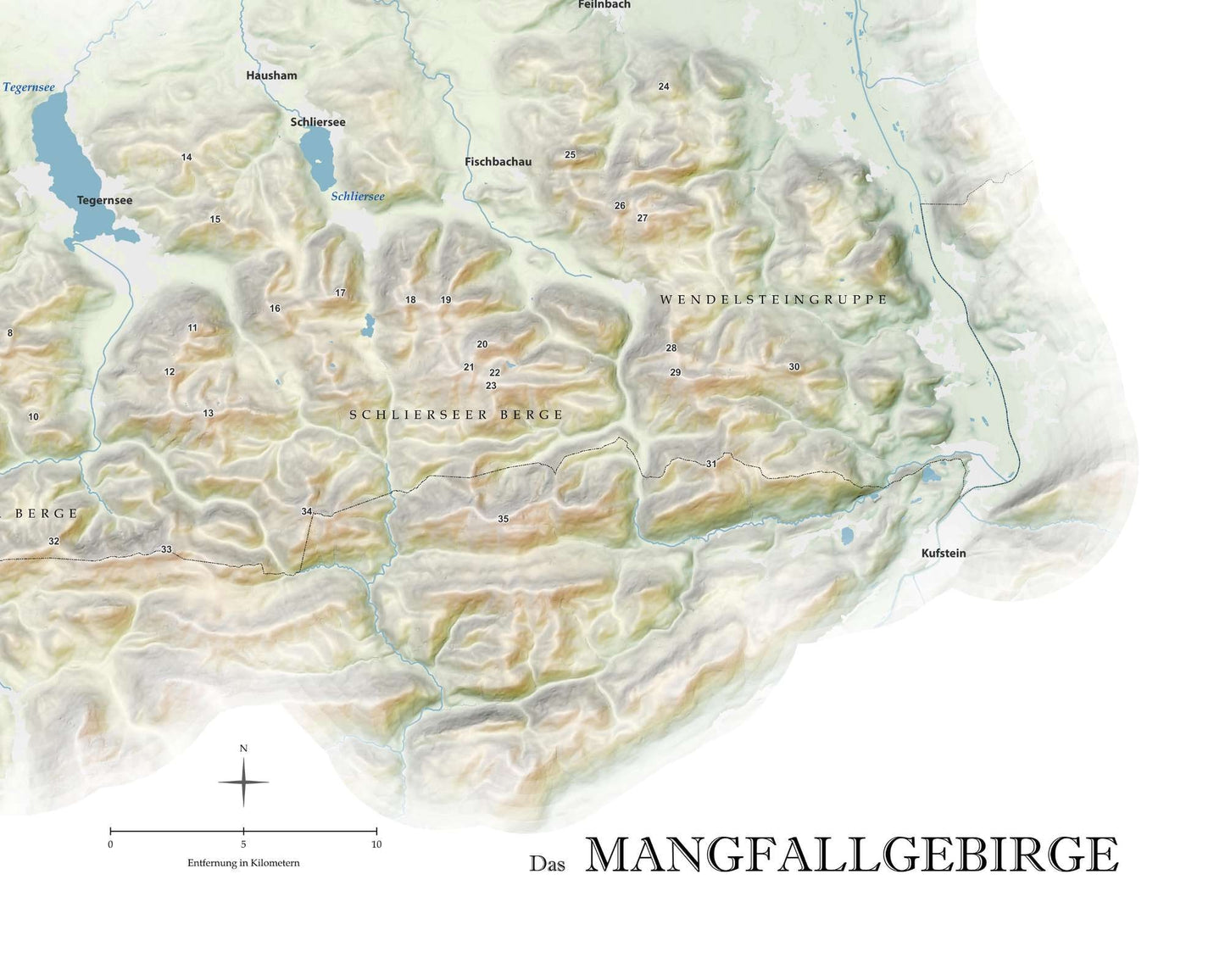 Mangfallgebirge Relief Karte 40 x 50 cm