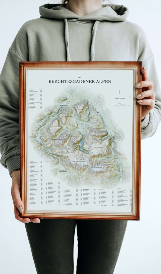 Berchtesgadener Alpen Relief Karte 50 x 40 cm