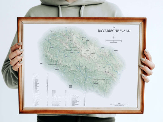 Bayerischer Wald Relief Karte 40 x 50 cm | 50 x 70 cm